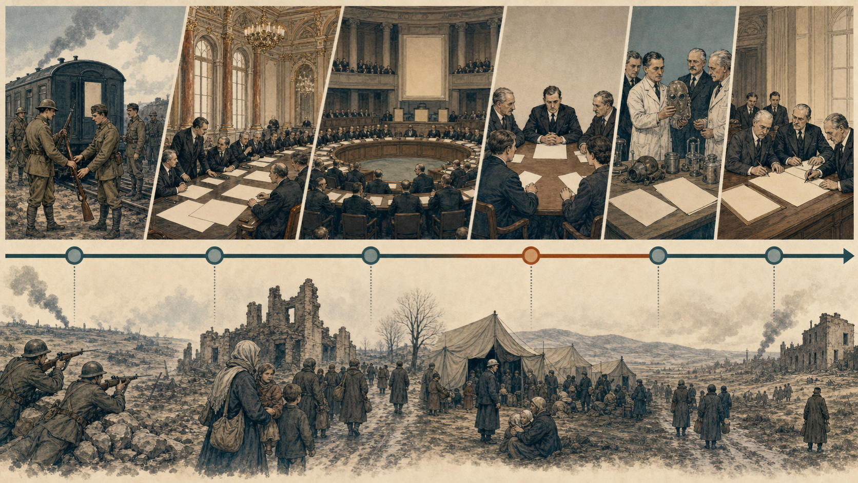 1918停战巴黎和会国际联盟国际劳工组织与人道法发展的时间图