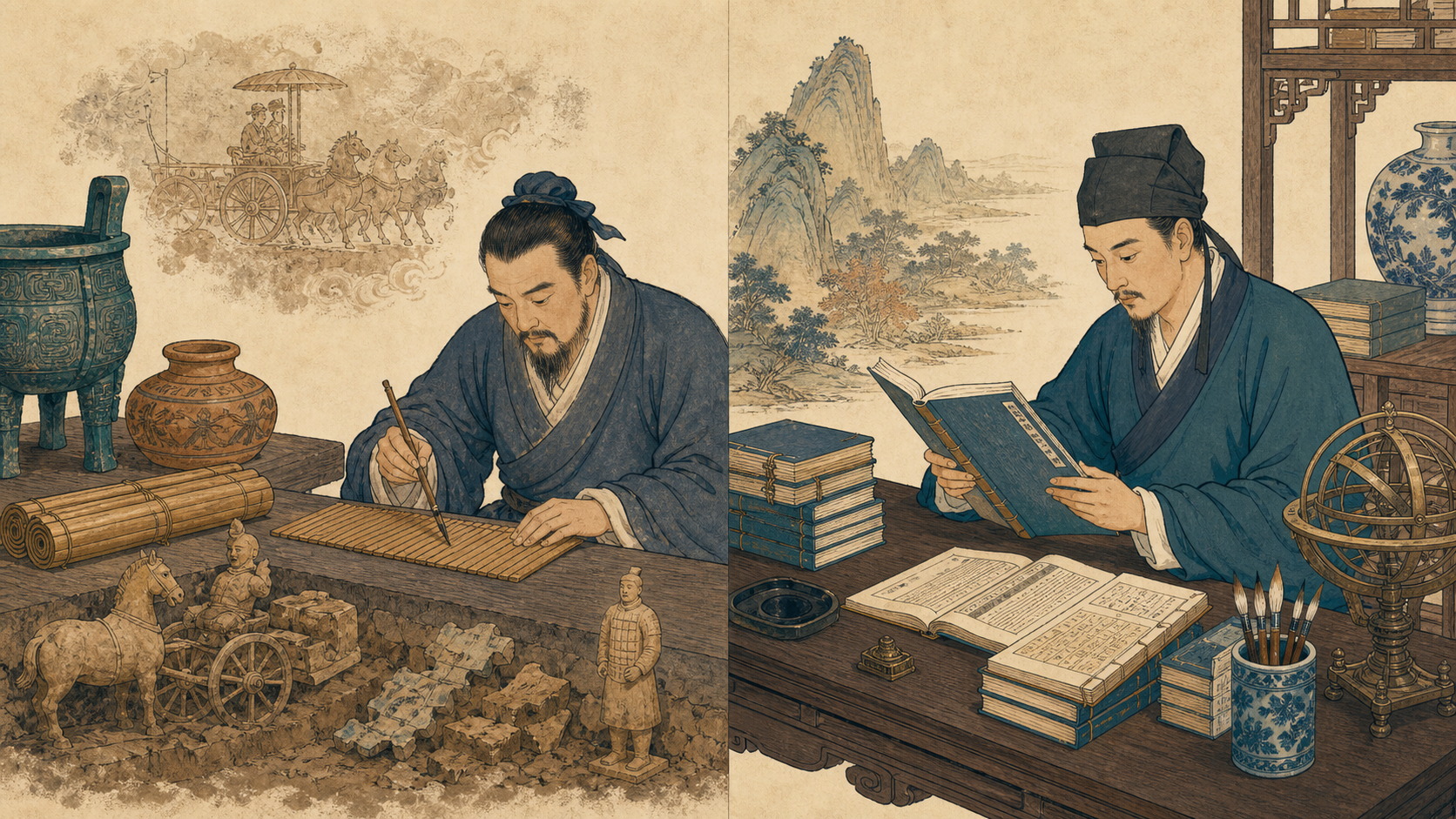 编年、纪传与典志三种史书组织方式的比较图